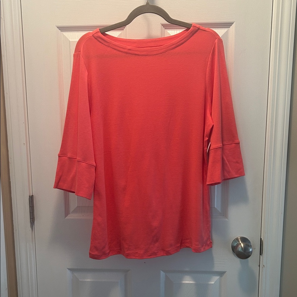 NWT Christopher & Banks Vibrant Coral Long Sleeve Top